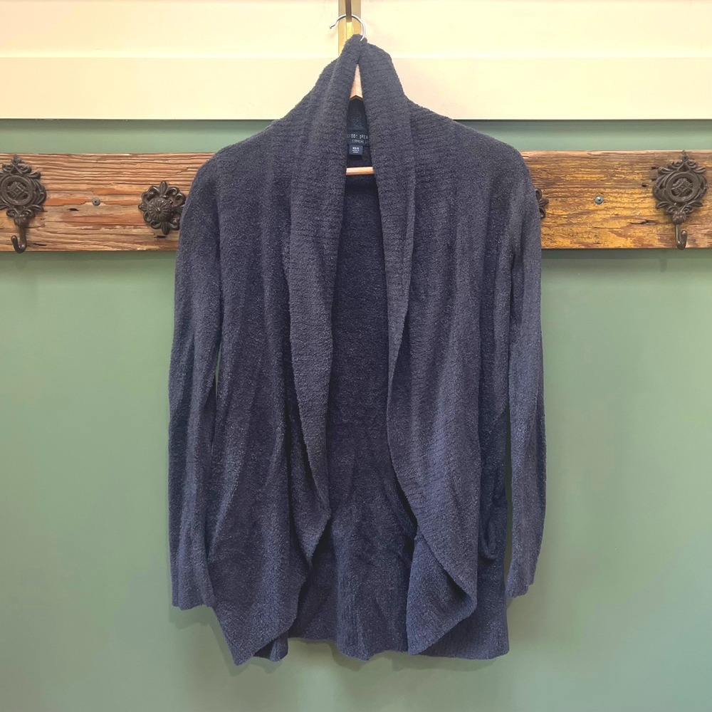 Barefoot Dreams CozyChic Lite Circle Cardigan Carbon Blue Gray Style 452 XS/S